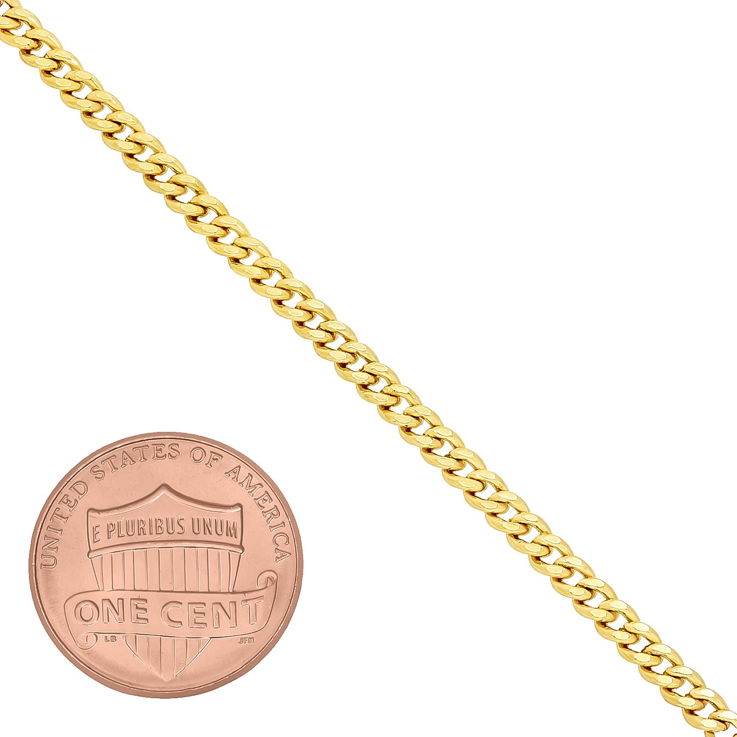 3mm 14k Yellow Gold Plated Flat Curb Chain Bracelet