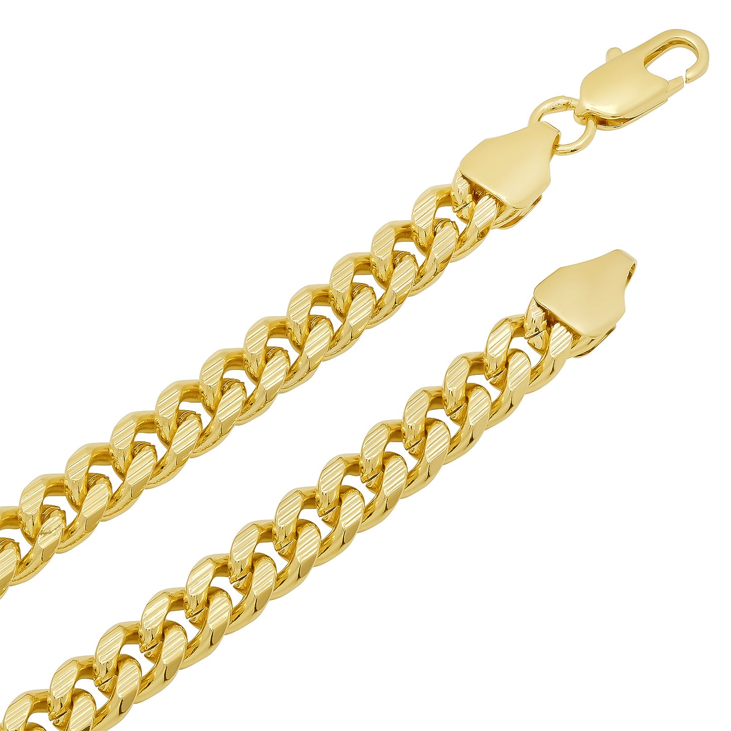 7mm 14k Yellow Gold Plated Beveled Curb Chain Necklace