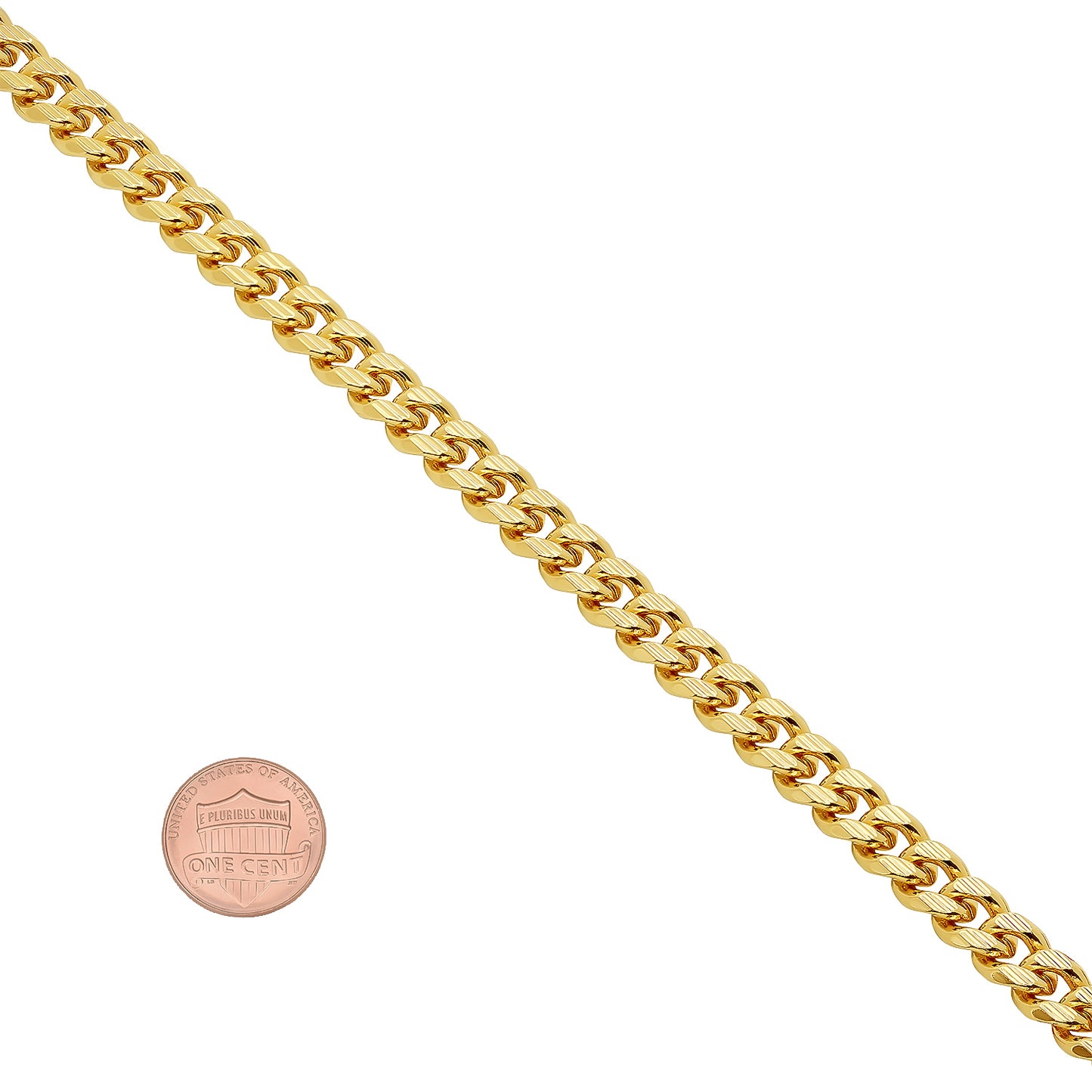 7mm 14k Yellow Gold Plated Beveled Curb Chain Necklace