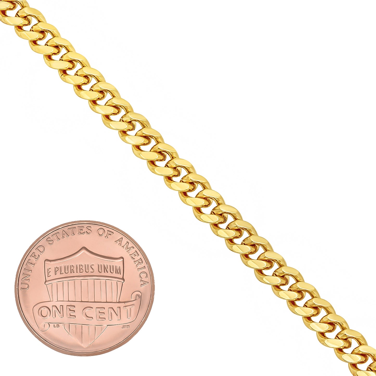 4mm-14mm 14k Yellow Gold Plated Flat Cuban Link Curb Chain Necklace