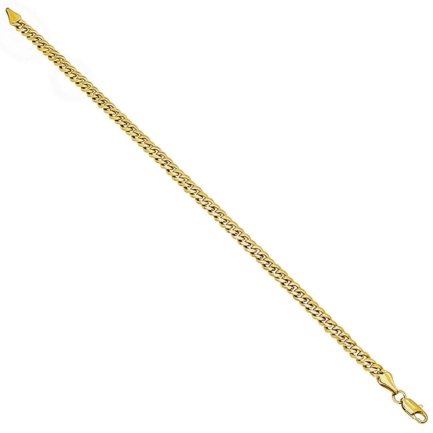 4mm 14k Yellow Gold Plated Beveled Curb Chain Bracelet (SKU: GL-033GB)