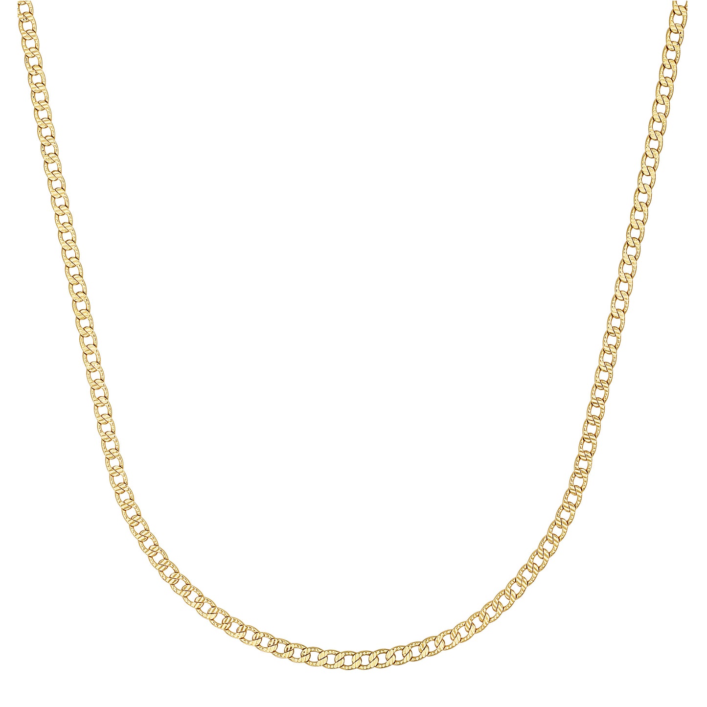 5mm 14k Yellow Gold Plated Beveled Curb Chain Necklace