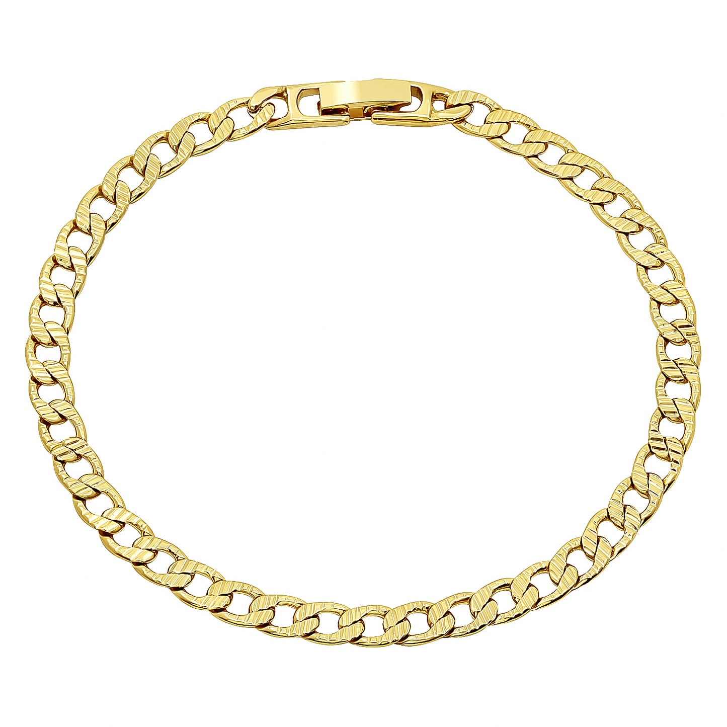 5mm 14k Yellow Gold Plated Beveled Curb Chain Necklace