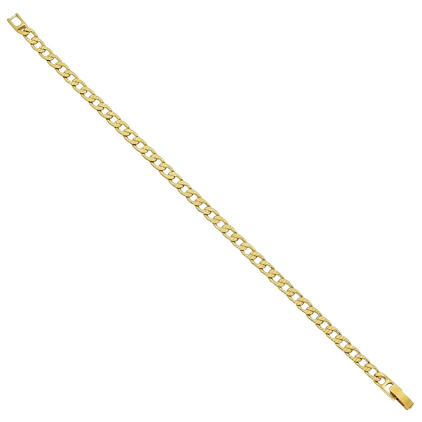 5mm 14k Yellow Gold Plated Beveled Curb Chain Necklace