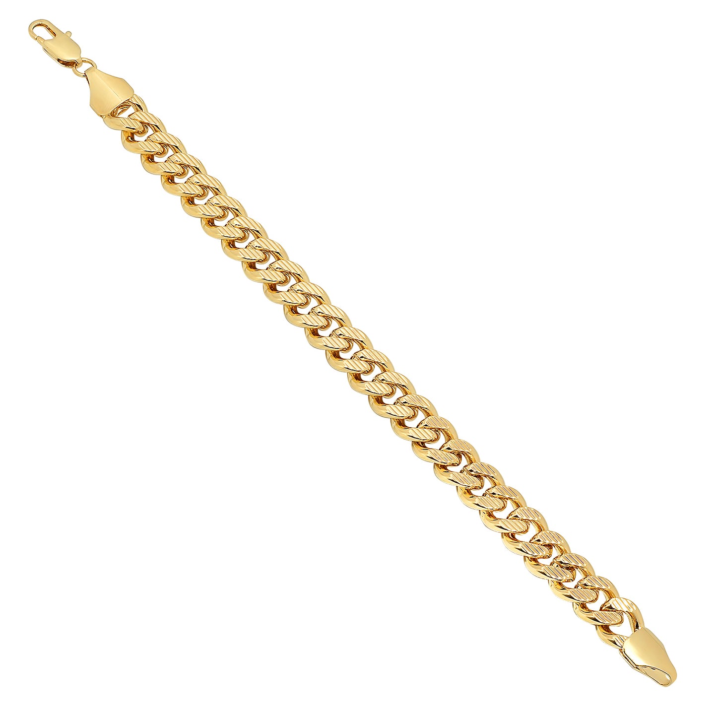 11mm 14k Yellow Gold Plated Flat Miami Cuban Link Chain Necklace