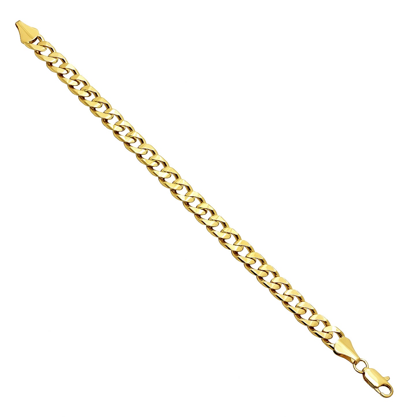 7.5mm 14k Yellow Gold Plated Beveled Curb Chain Necklace