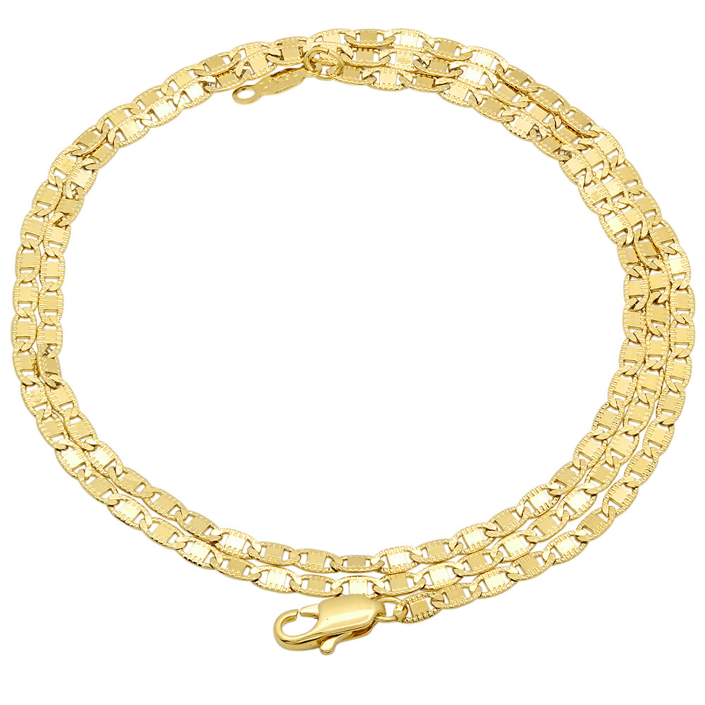 2.6mm 14k Yellow Gold Plated Flat Mariner Chain Necklace