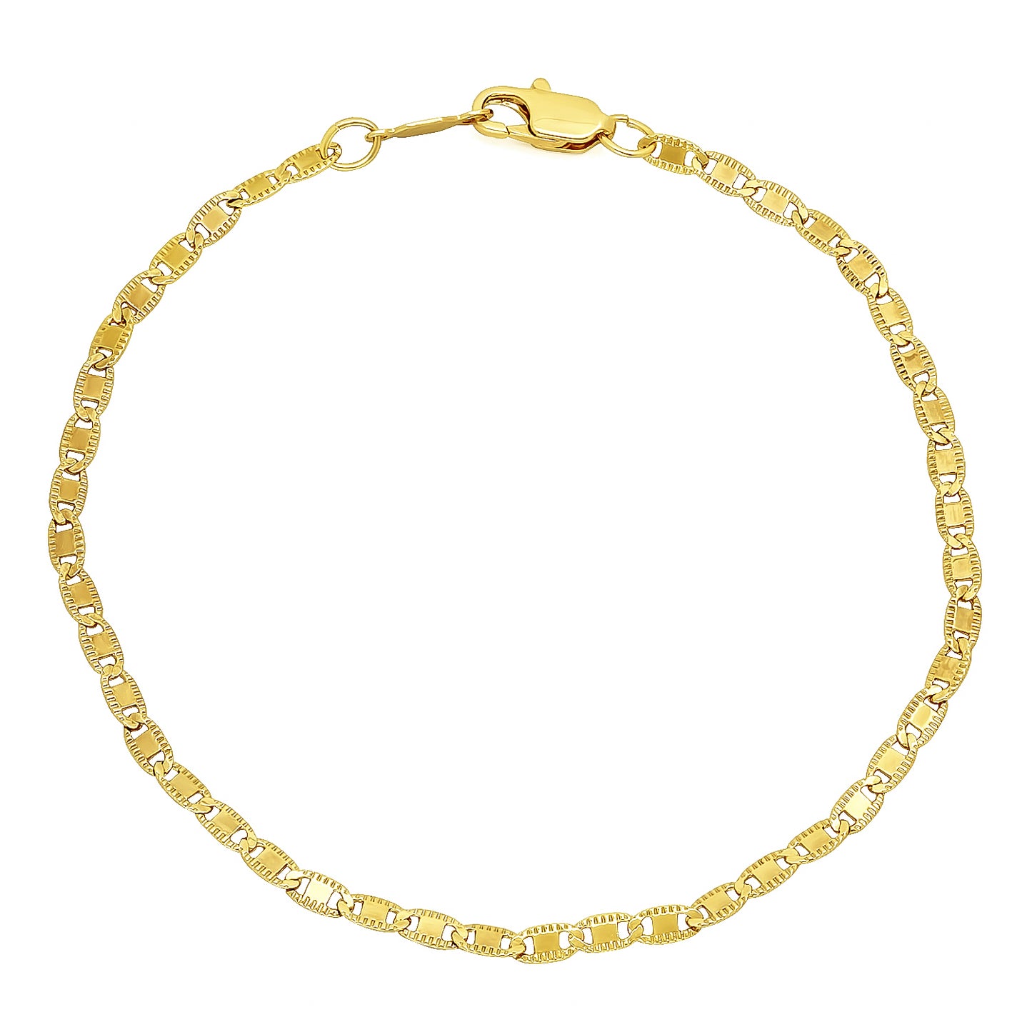 2.6mm 14k Yellow Gold Plated Flat Mariner Chain Necklace