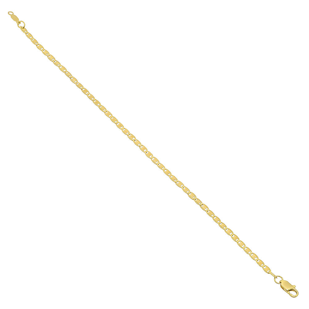 2.6mm 14k Yellow Gold Plated Flat Mariner Chain Necklace