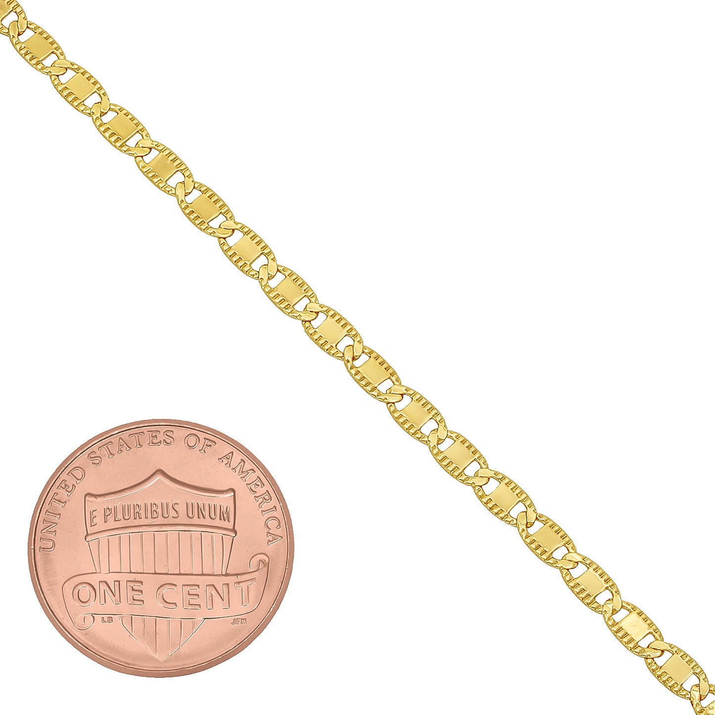 2.6mm 14k Yellow Gold Plated Flat Mariner Chain Necklace