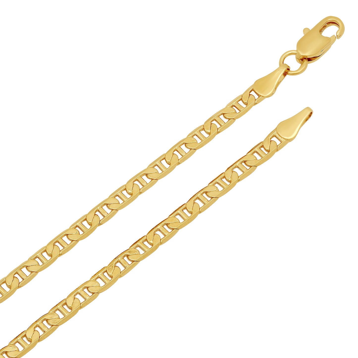 3.2mm Polished 14k Yellow Gold Plated Flat Mariner Chain Necklace