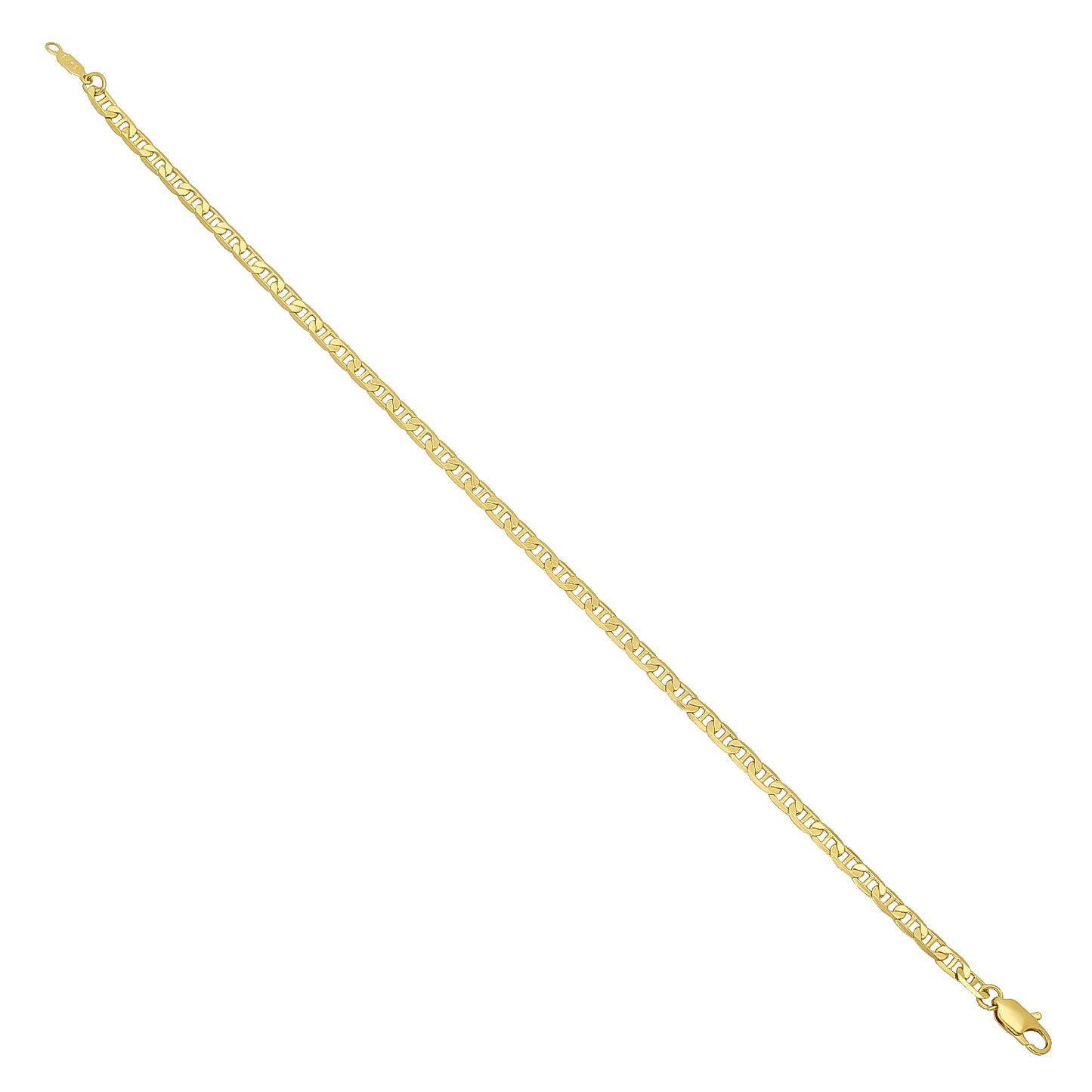 3mm-12mm 14k Yellow Gold Plated Flat Mariner Chain Necklace or Bracelet