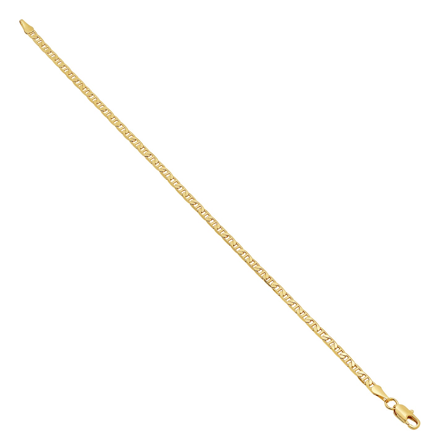 3.2mm Polished 14k Yellow Gold Plated Flat Mariner Chain Necklace