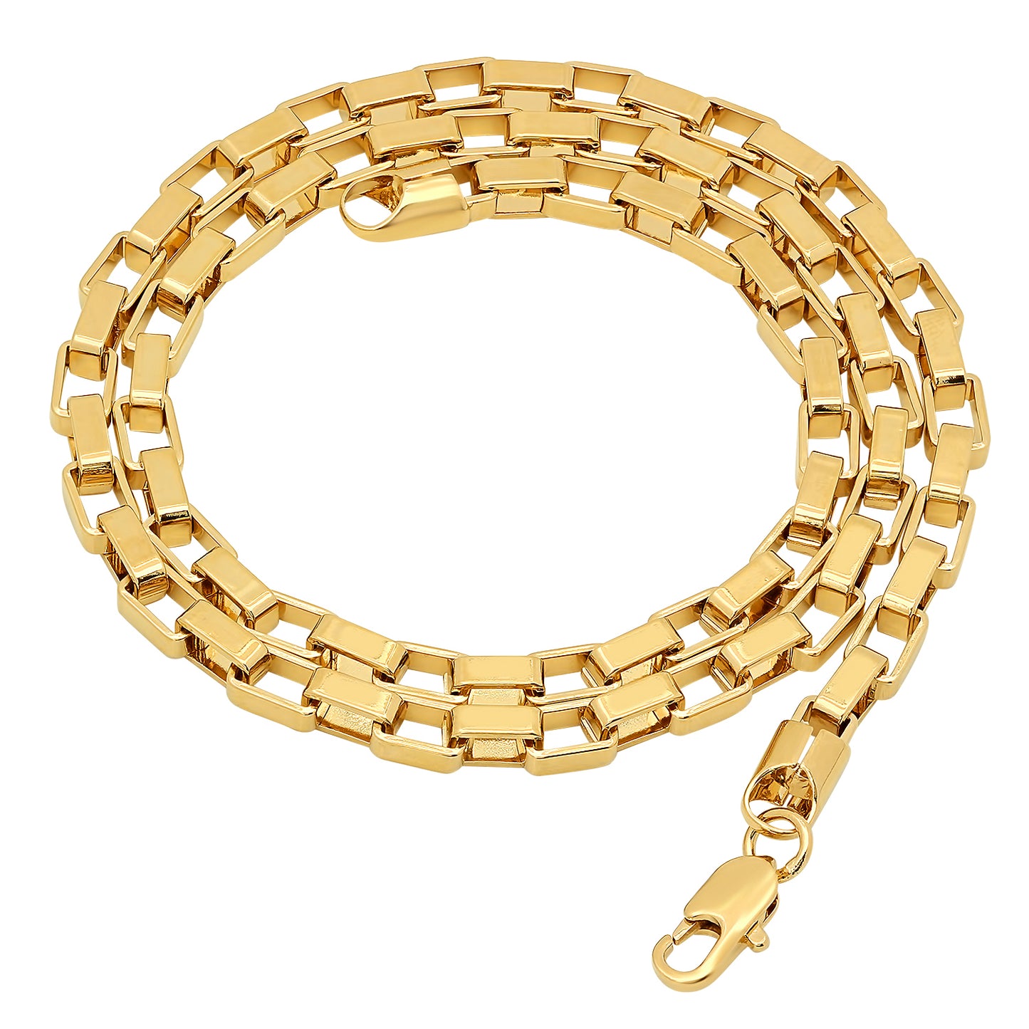 5mm 14k Yellow Gold Plated Square Box Chain Necklace