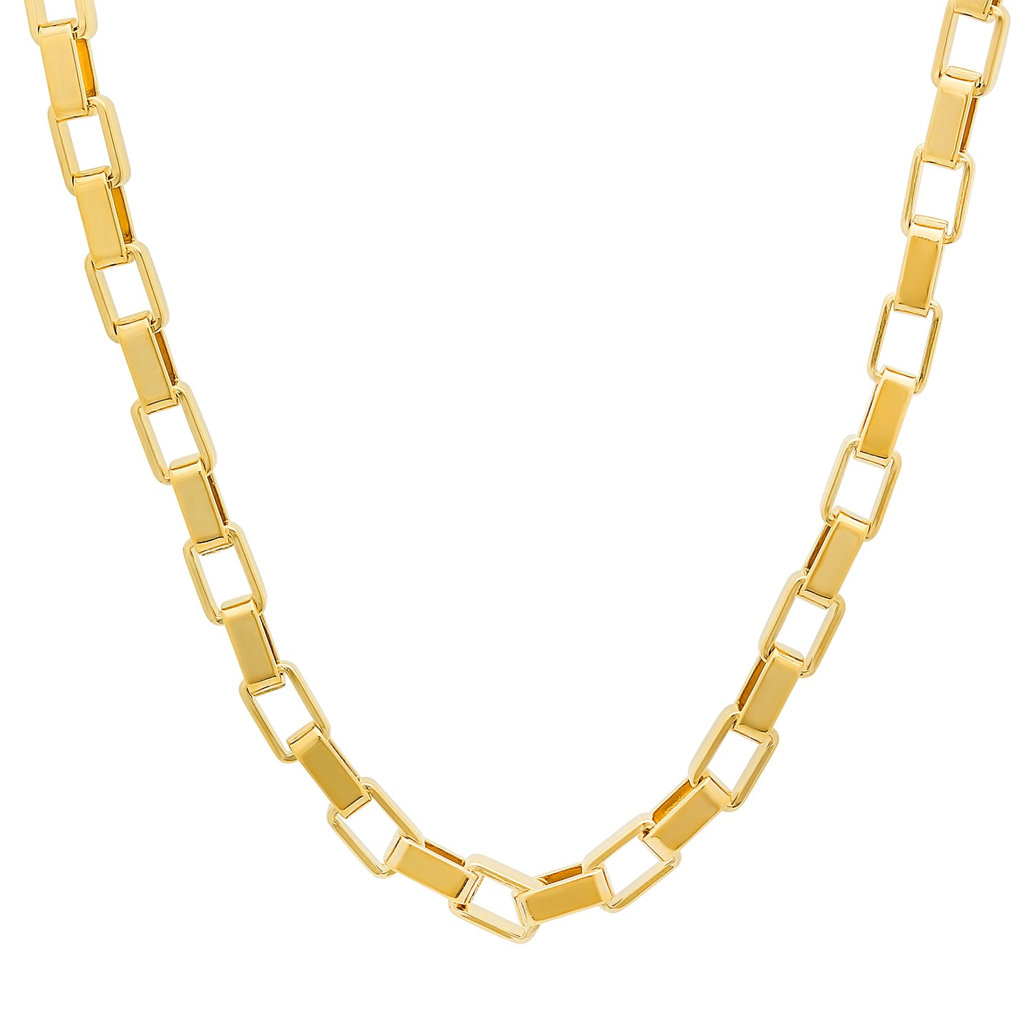 5mm 14k Yellow Gold Plated Square Box Chain Necklace + Gift Box