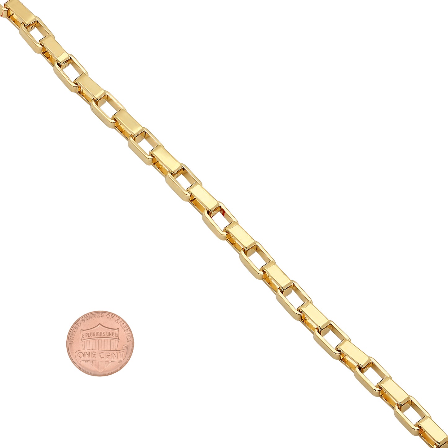 5mm 14k Yellow Gold Plated Square Box Chain Necklace