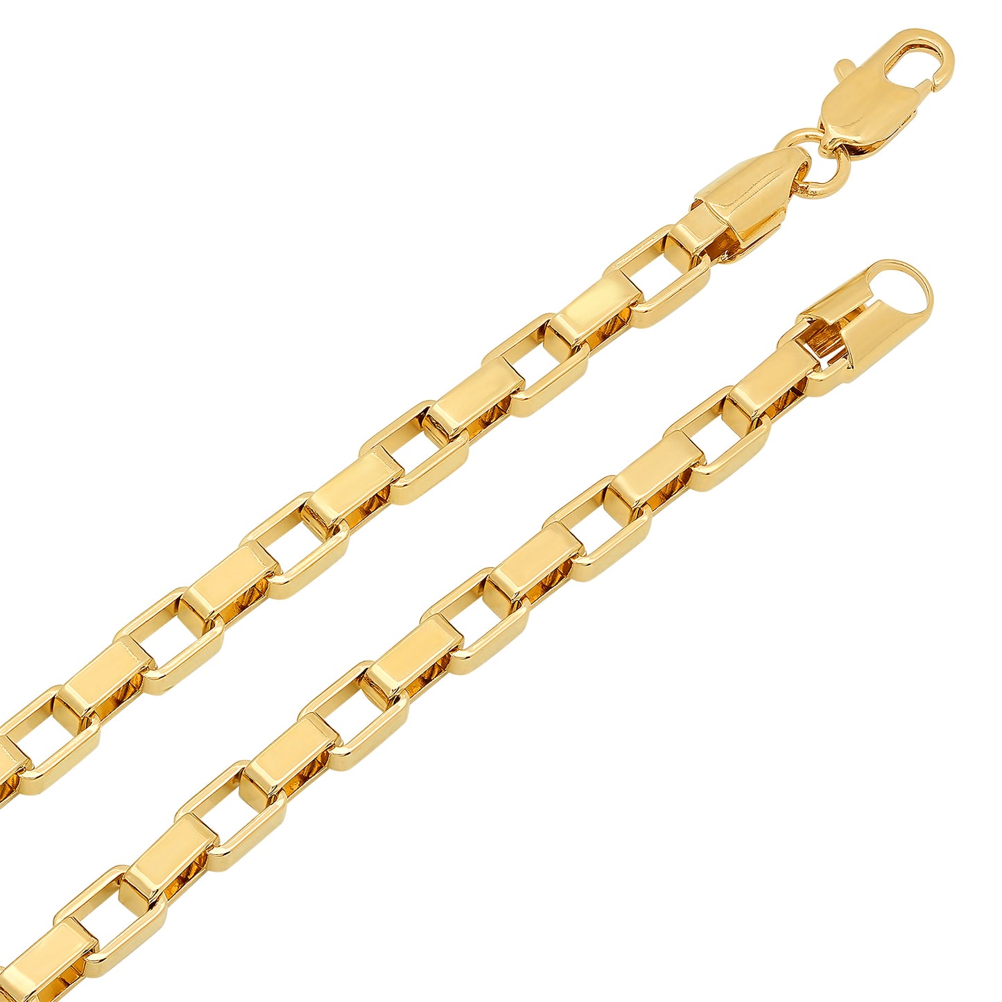 5mm 14k Yellow Gold Plated Square Box Chain Necklace + Gift Box