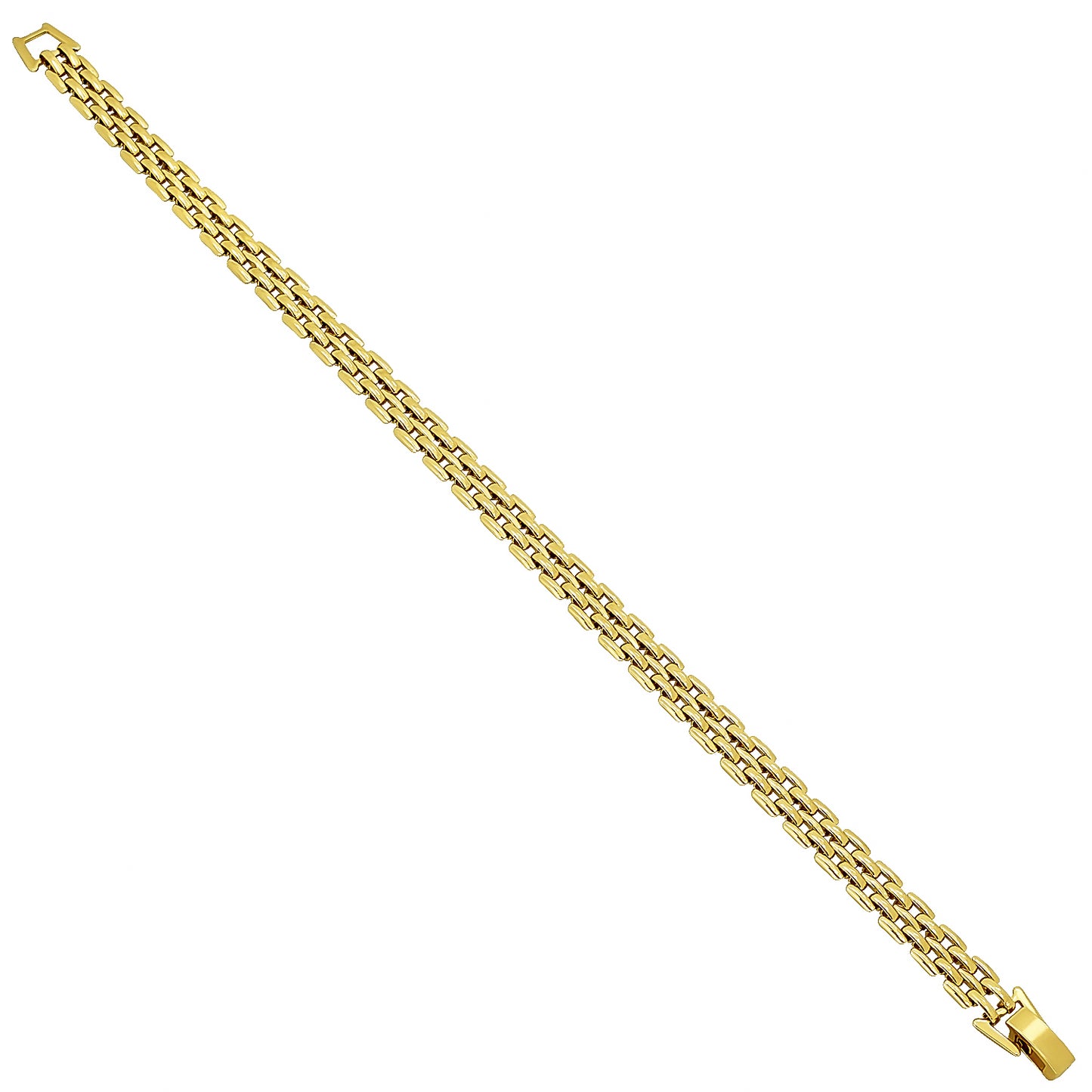 7mm 14k Yellow Gold Plated Flat Panther Link Panther Chain Link Bracelet