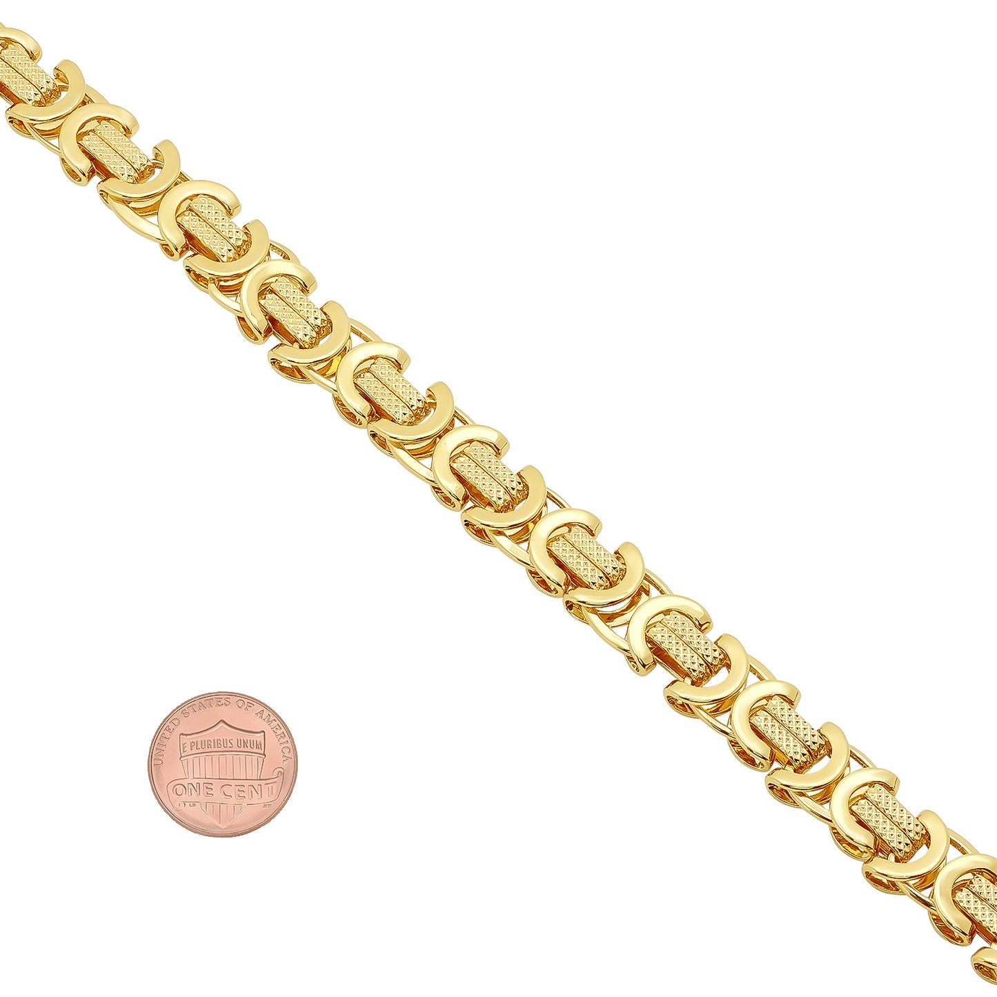 9mm 14k Yellow Gold Plated Flat Byzantine Chain Necklace