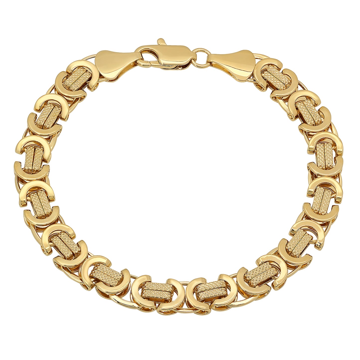 9mm 14k Yellow Gold Plated Flat Byzantine Chain Necklace