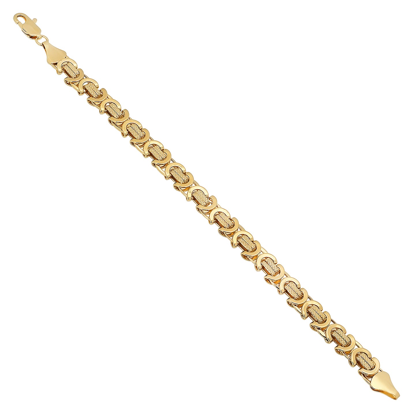 9mm 14k Yellow Gold Plated Flat Byzantine Chain Necklace