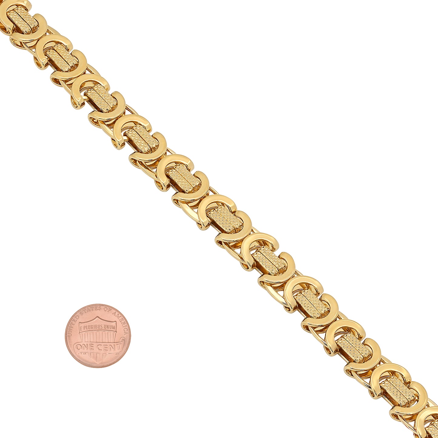 9mm 14k Yellow Gold Plated Flat Byzantine Chain Necklace