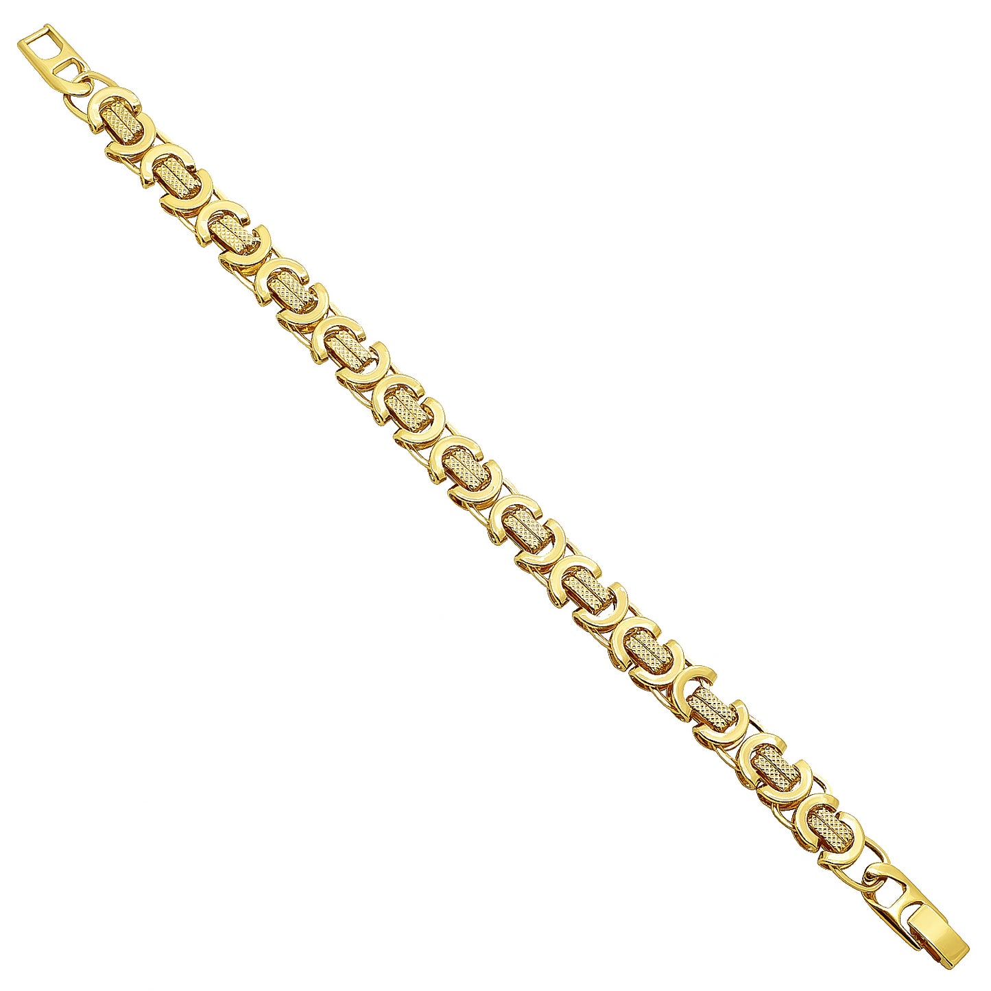 9mm 14k Yellow Gold Plated Flat Byzantine Chain Necklace