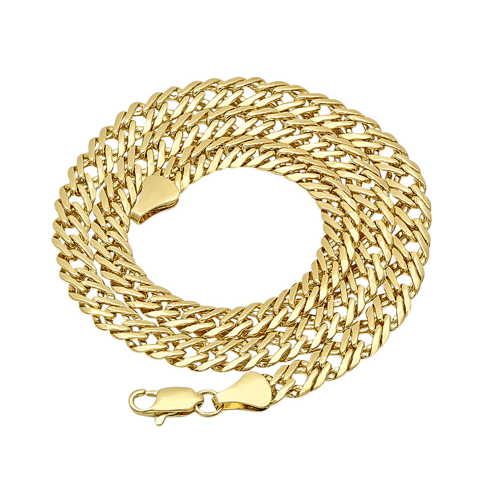 7.4mm 14k Yellow Gold Plated Cable Venetian Chain Necklace