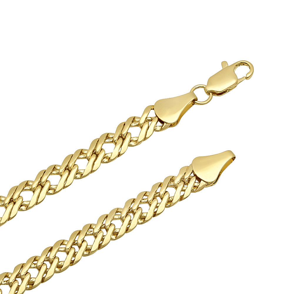 7.4mm 14k Yellow Gold Plated Cable Venetian Chain Necklace