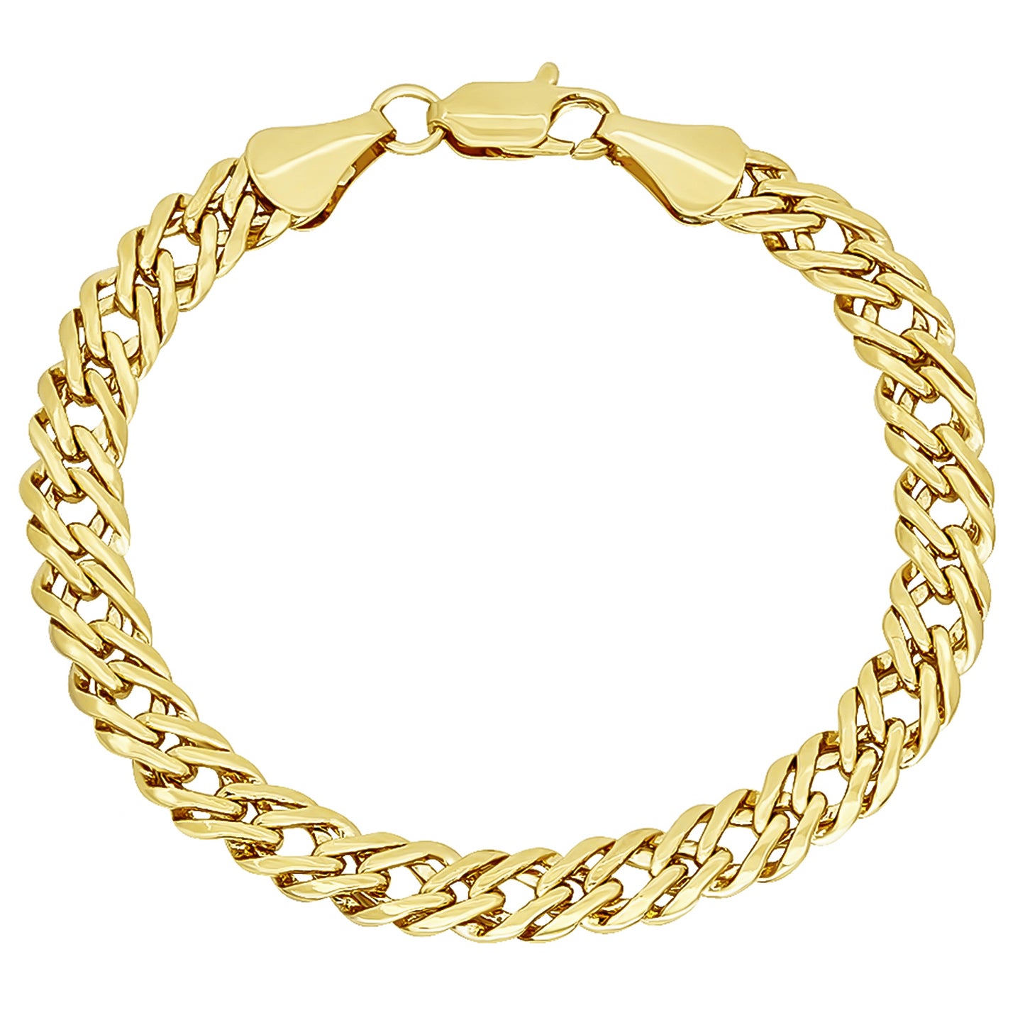 7.4mm 14k Yellow Gold Plated Cable Venetian Chain Necklace