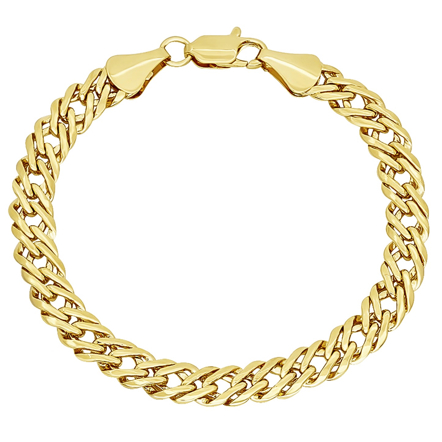 7.4mm 14k Yellow Gold Plated Cable Venetian Chain Bracelet (SKU: GL-061BB)