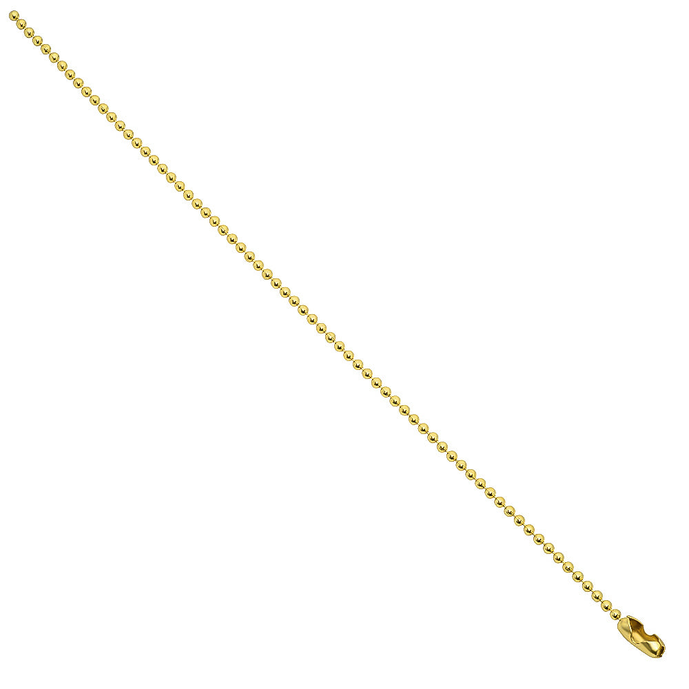 2.3mm 14k Yellow Gold Plated Ball Military Bead Chain Necklace