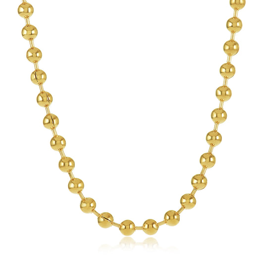 3.3mm 14k Yellow Gold Plated Ball Military Bead Chain Necklace