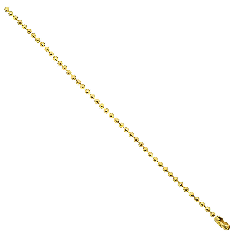 3.3mm 14k Yellow Gold Plated Military Ball Chain Bracelet (SKU: GL-069CB)