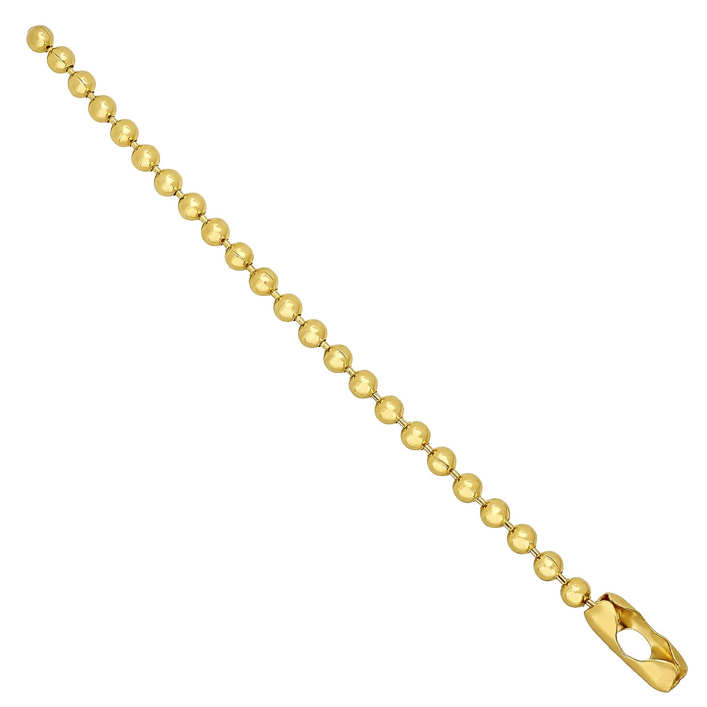 6.5mm 14k Yellow Gold Plated Military Ball Chain Bracelet