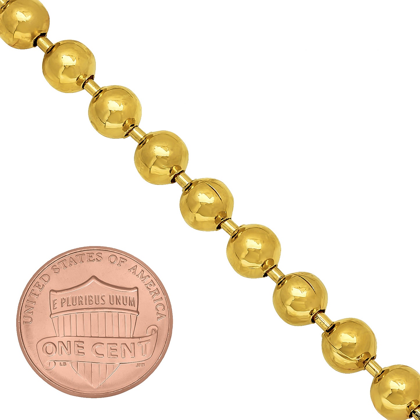 6.5mm 14k Yellow Gold Plated Military Ball Chain Bracelet