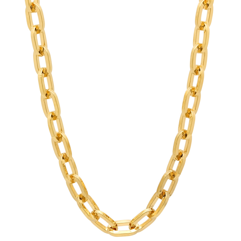 6mm 14k Yellow Gold Plated Cable Chain Necklace + Gift Box