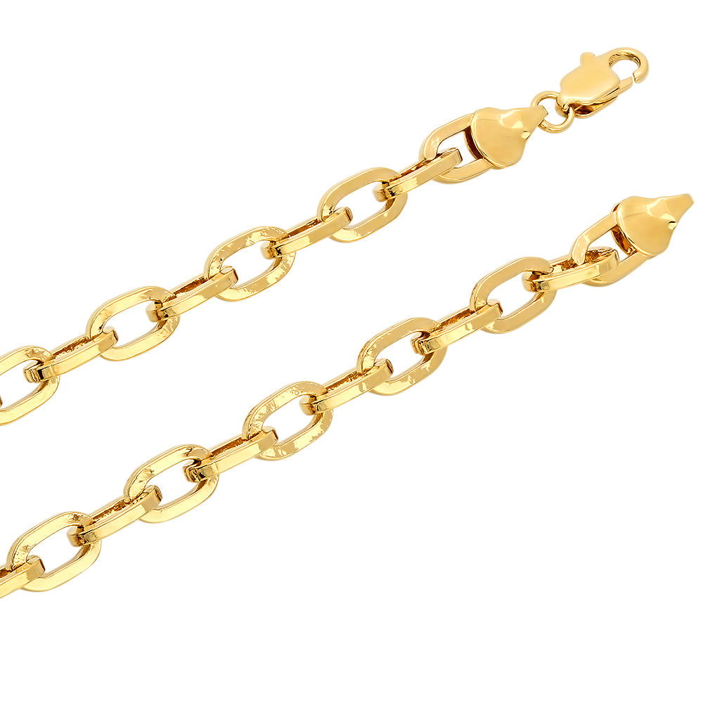 6mm 14k Yellow Gold Plated Cable Chain Necklace + Gift Box