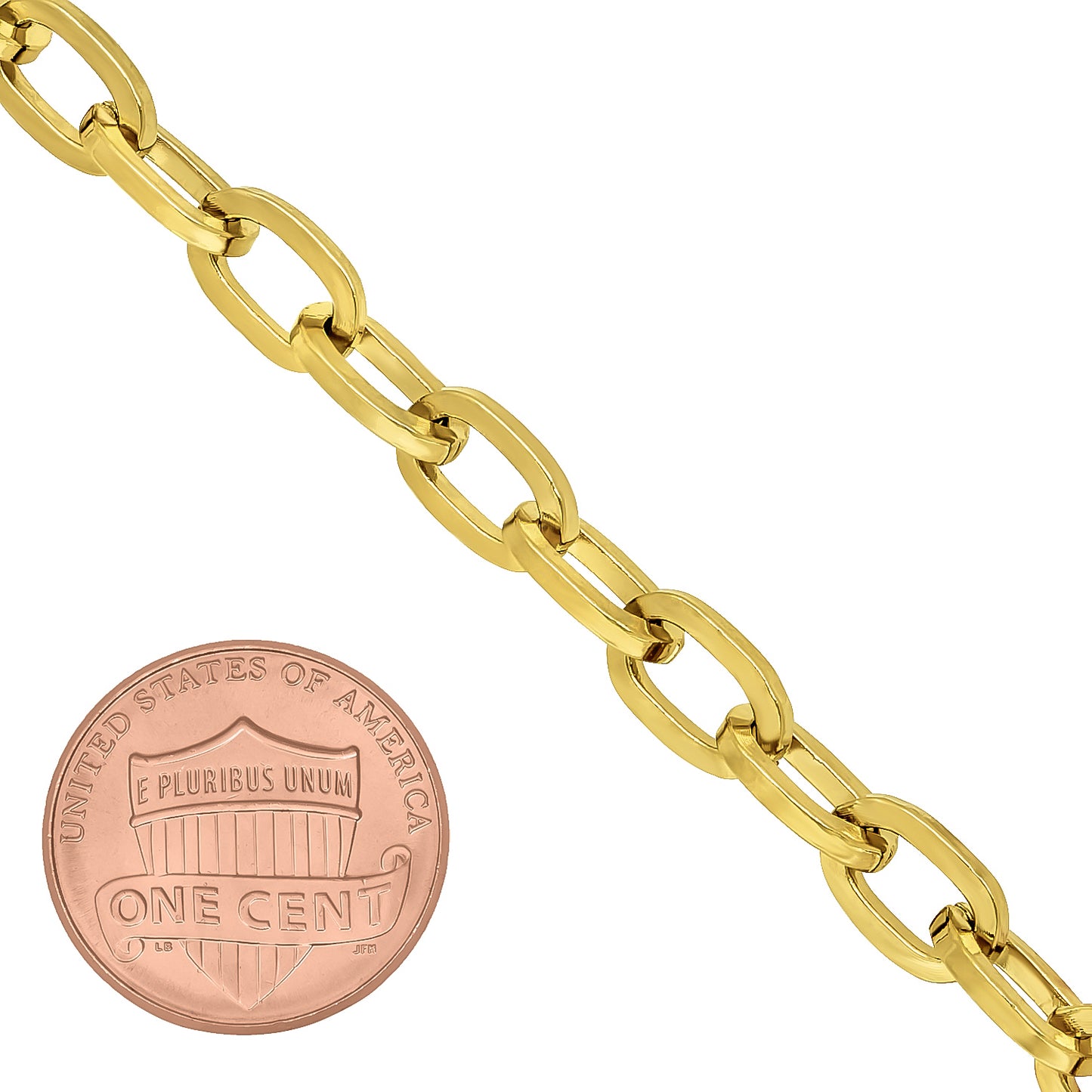 6mm 14k Yellow Gold Plated Cable Chain Necklace + Gift Box