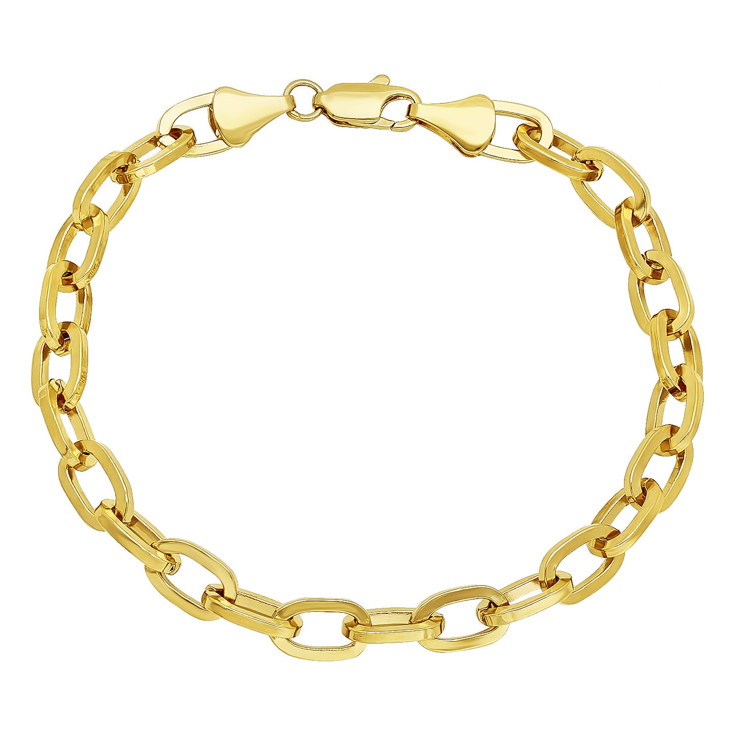 6mm 14k Yellow Gold Plated Round Rolo Chain Bracelet