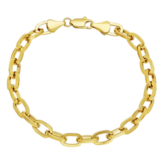 6mm 14k Yellow Gold Plated Round Rolo Chain Bracelet