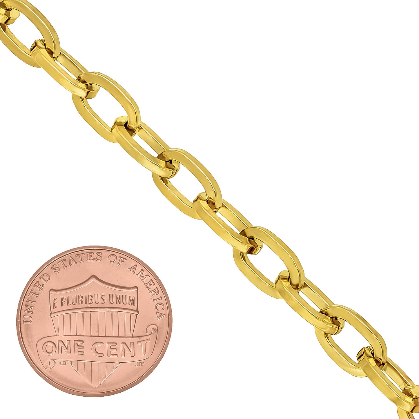 6mm 14k Yellow Gold Plated Round Rolo Chain Bracelet