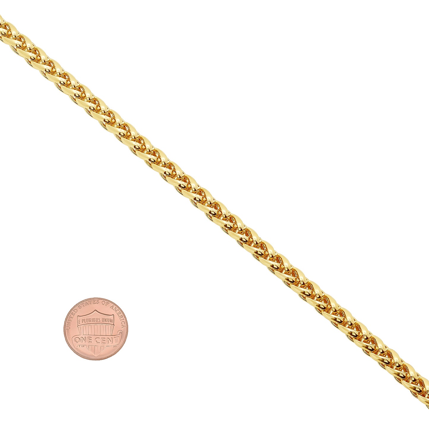 5mm 14k Yellow Gold Plated Braided Wheat Chain Necklace