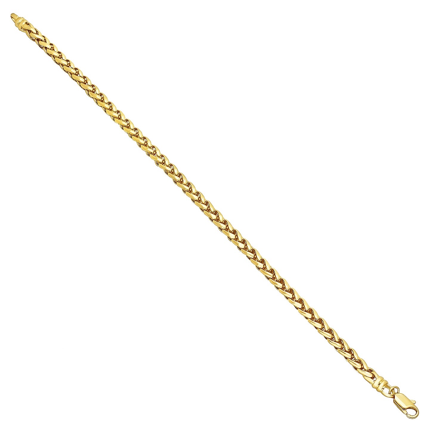 5mm 14k Yellow Gold Plated Braided Wheat Chain Necklace