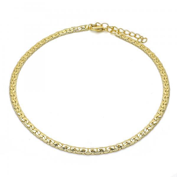 3.4mm Polished 14k Yellow Gold Plated C-CHAIN Anklet, 11 inches