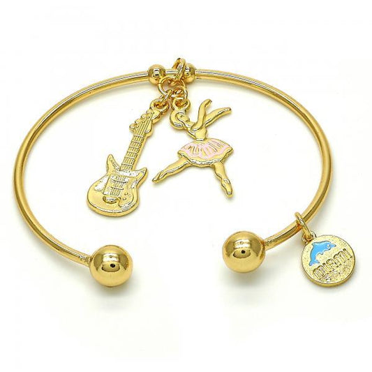 22mm 14k Yellow Gold Plated Round Charm Bracelet, 7.5 inches (SKU: GL-BC1017)