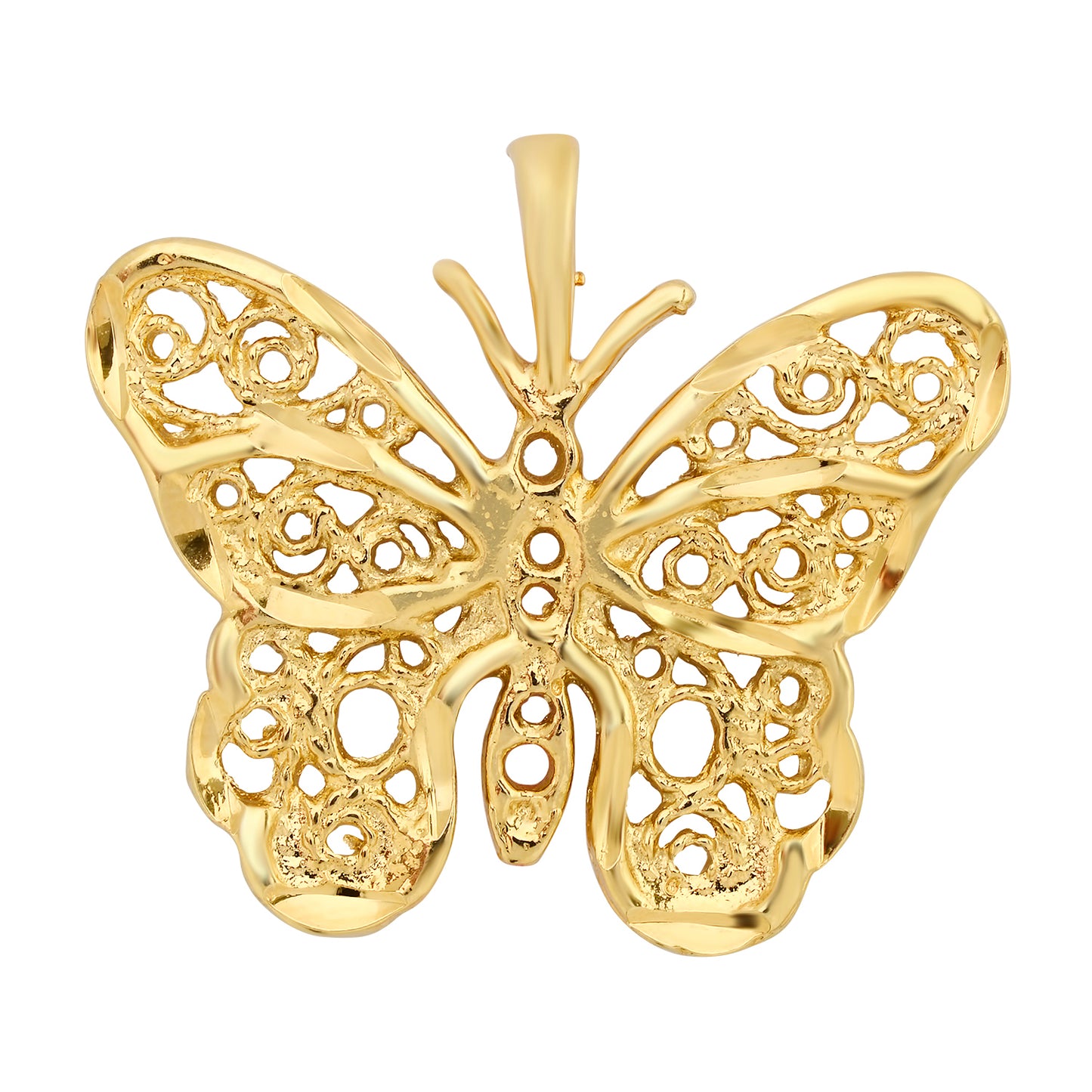 Gold Plated Intricate Filigree Butterfly Pendant