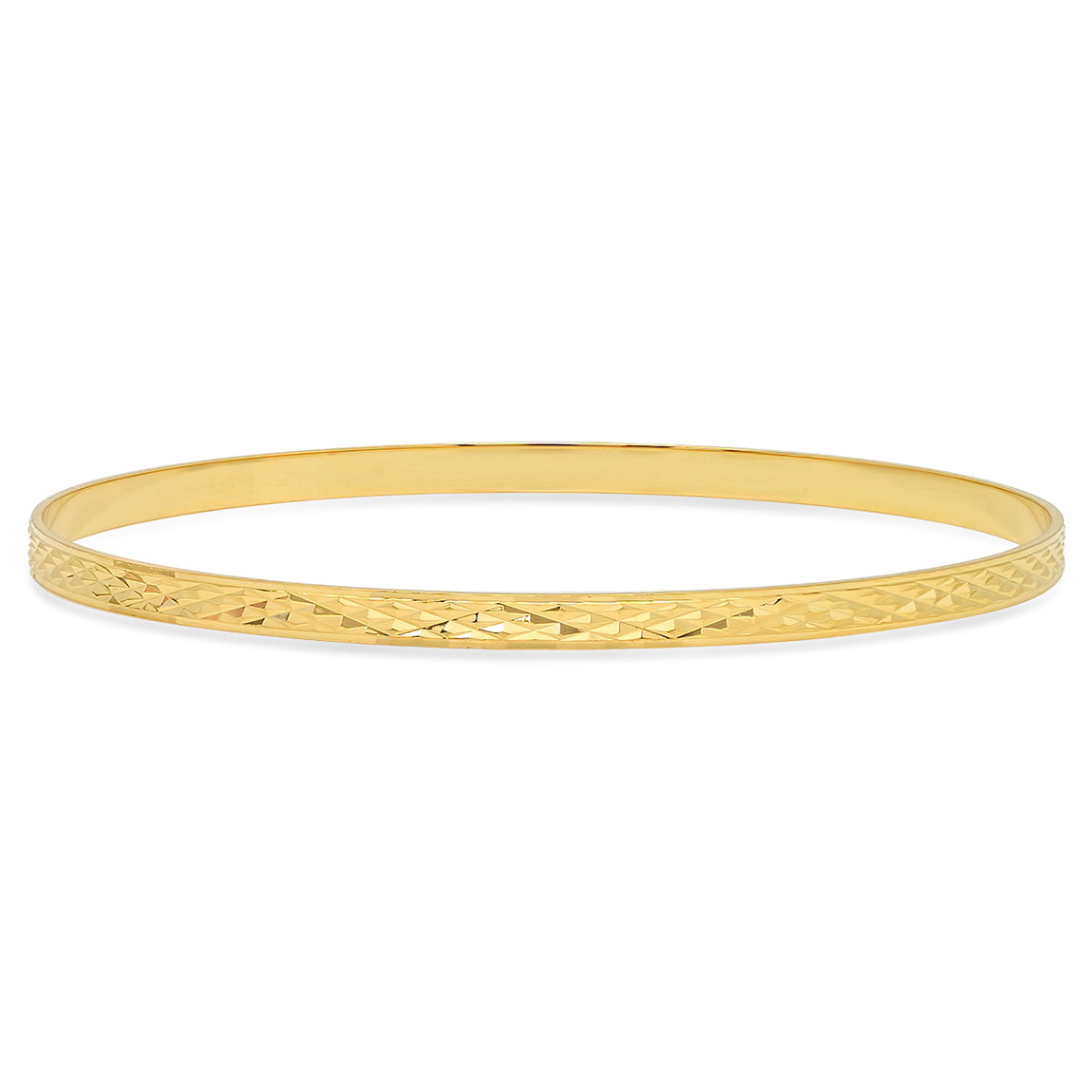 4mm Gold Plated Diamond-Cut Pattern Bangle Bracelet