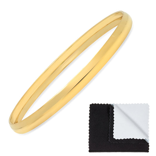 5.9mm 14k Yellow Gold Plated Plain Bangle Bracelet