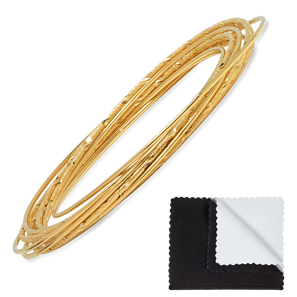 5.6mm Gold Plated 10 pc.. Interconnected Set Bangle Bracelet